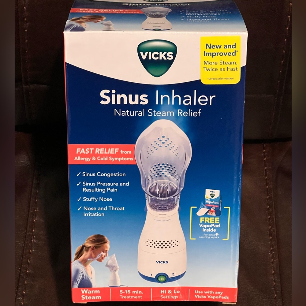 Vicks Sinus Inhaler Natural Steam Relief with Bonus VapoPads - NEW IN BOX